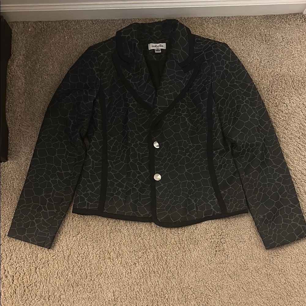 Kasper Black and Gray Blazer Tailored Suit Jacket